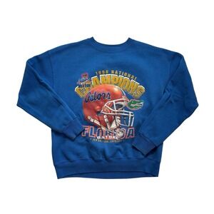Vtg Nutmeg Lee Florida‎ Gators Graphic NCAA Football Blue Pullover Sweater Sz L